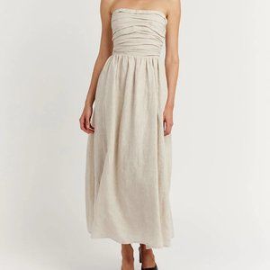 Dissh LEXI NATURAL LINEN MIDI DRESS Size 2
